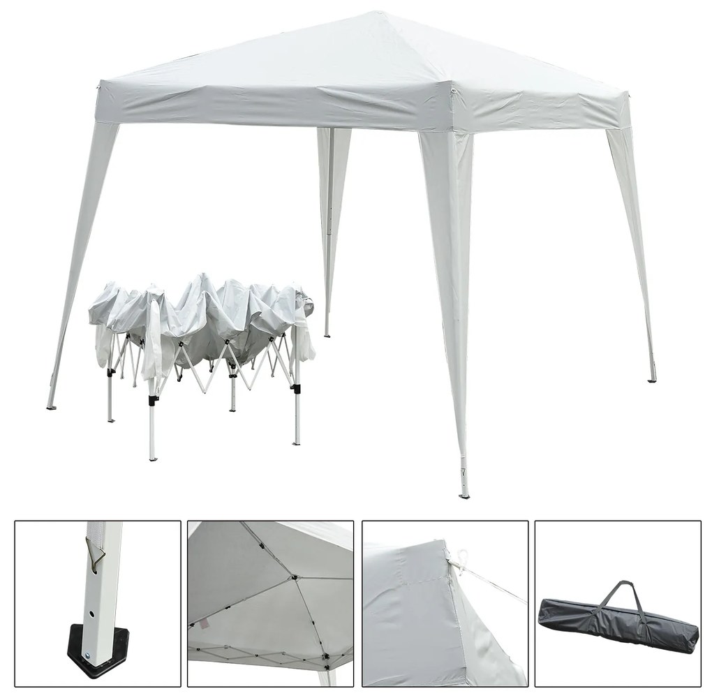 Tenda Dobrável para Exterior para Jardim parque de campismo Festa Loja Eventos – Cor branco mate com tonalidade cinzenta– Aço e Oxford - 3 x 3m