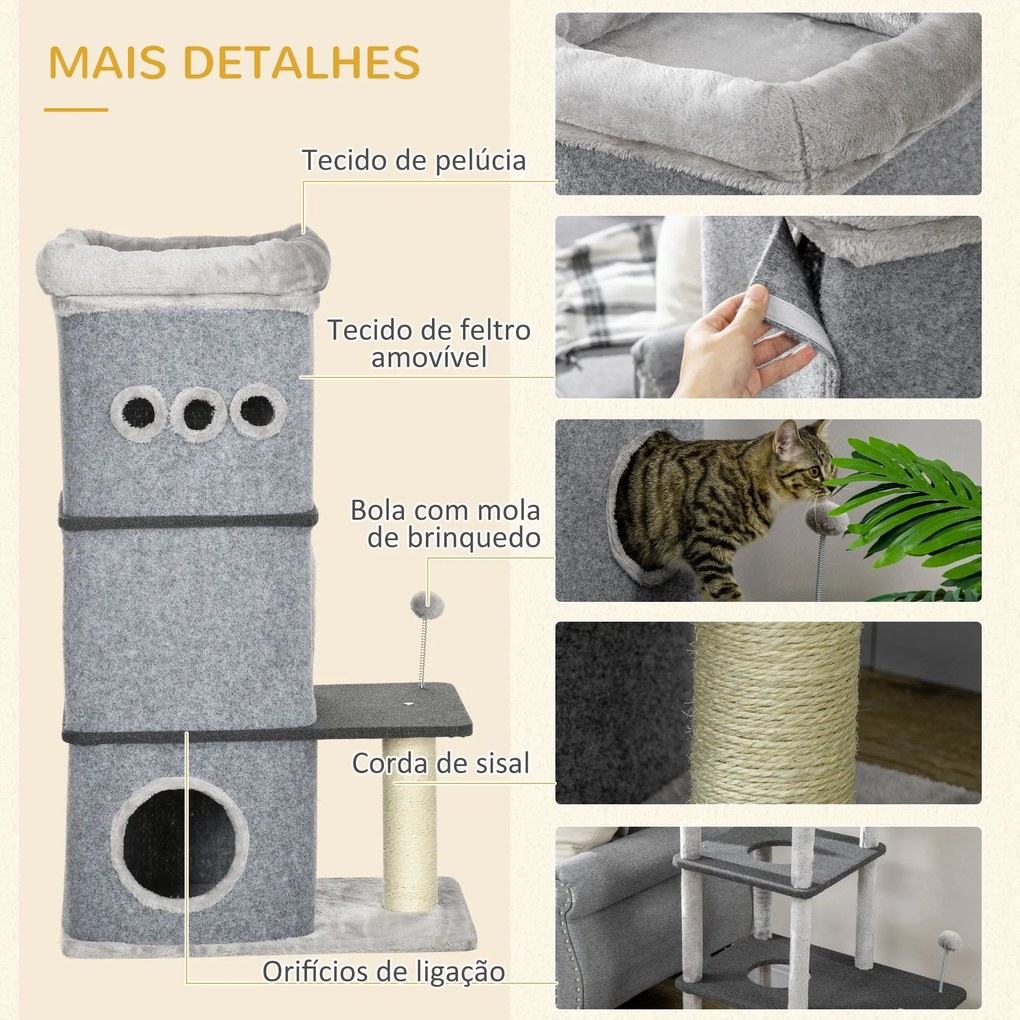 PawHut Arranhador em Forma de Cilindro para Gatos com 3 Níveis Altura