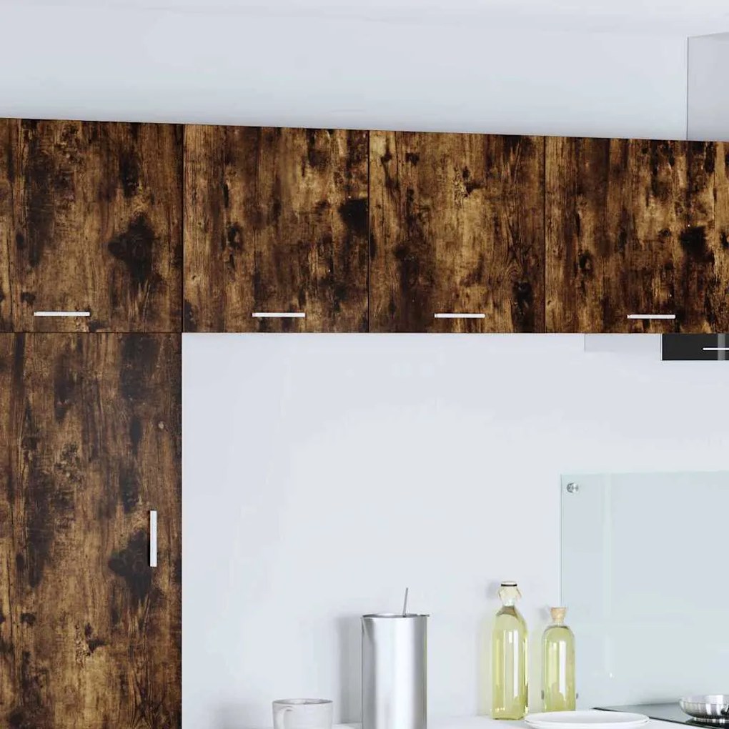 vidaXL Armário suspenso com porta Riga Carvalho Defumado e Branco