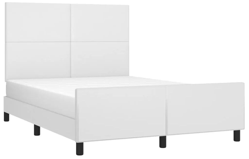 Estrutura cama c/ cabeceira couro artificial 140x190 cm branco