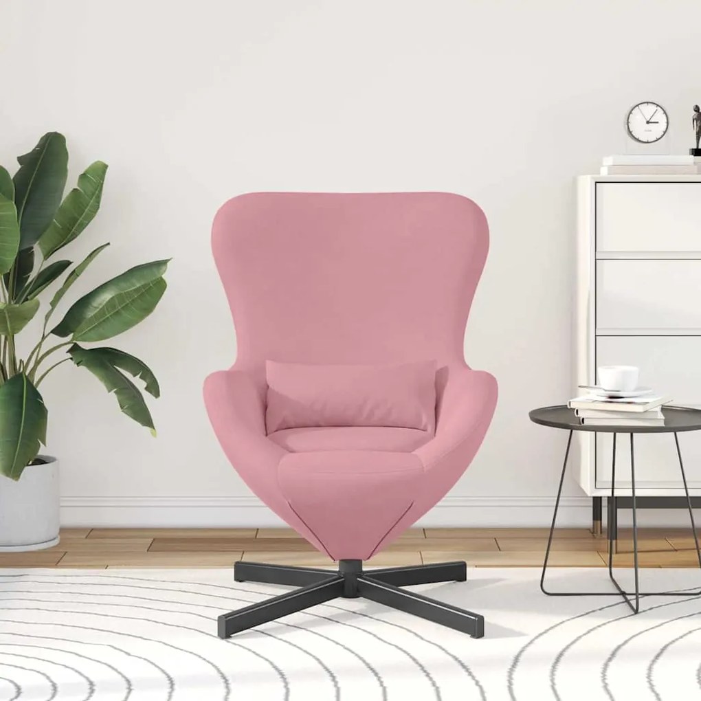 Cadeira de Ovo vidaXL Veludo Rosa