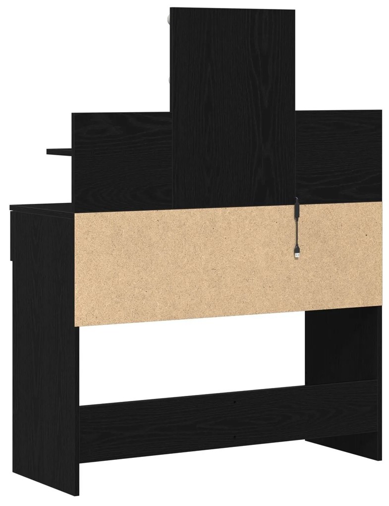 Mesa de Maquiagem vidaXL com LED Carvalho Preto 100x40x130 cm