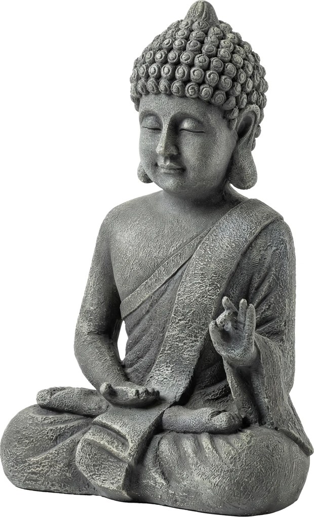 Estátua de jardim  32 x 23 x 51 cm, escultura de Buda sentado em óxido de magnésio, decoração espiritual, cinzento escuro