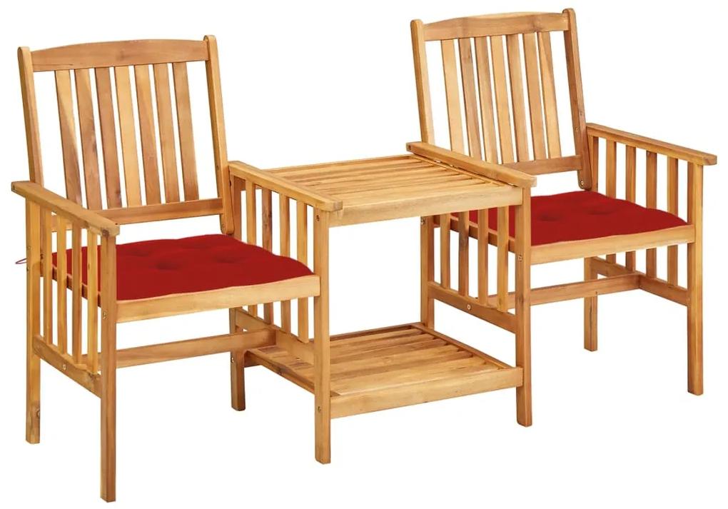 3061296 vidaXL Cadeiras de jardim c/ mesa de centro e almofadões acácia maciça