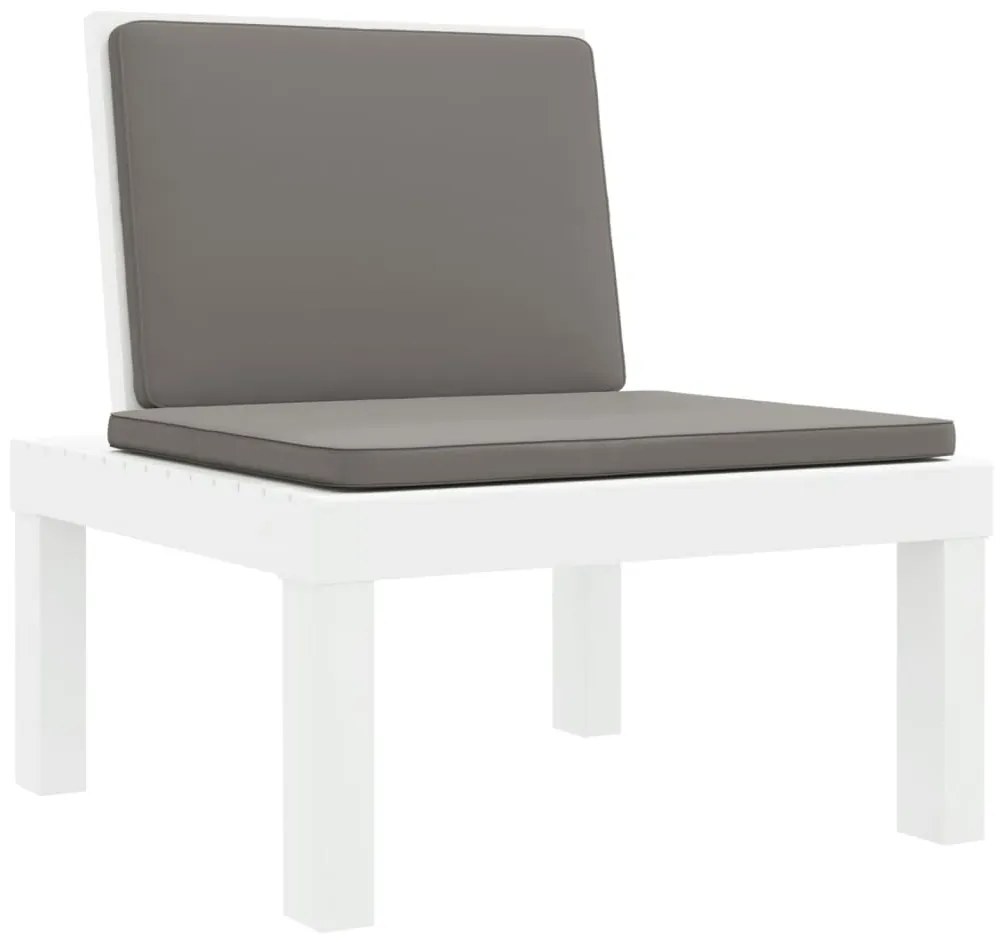3 pcs conjunto lounge de jardim com almofadões PP branco