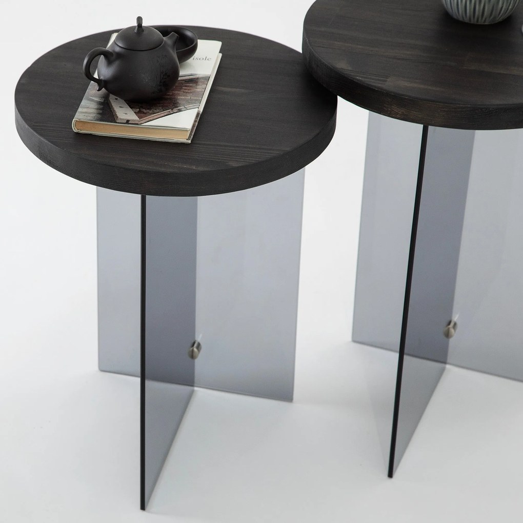 Conjunto de Mesas de Café Serenity – Antracite – 35x51 cm / 35x46 cm