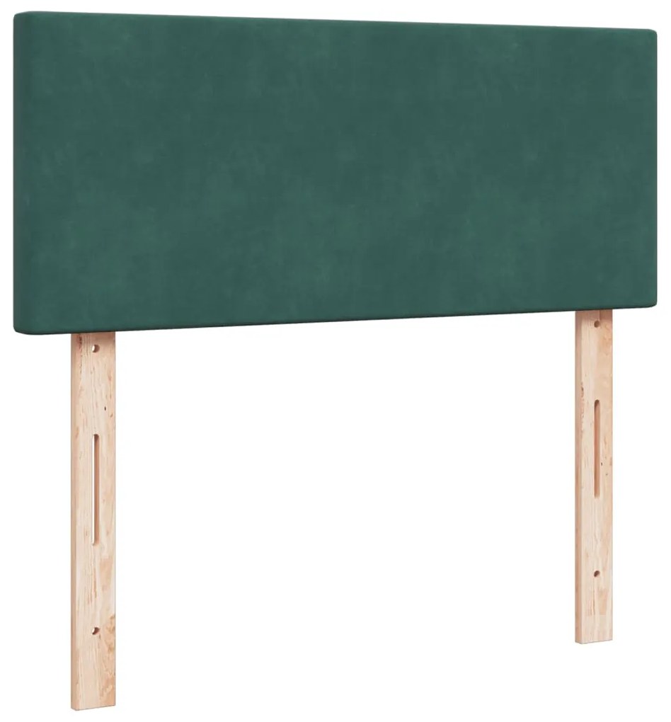 Cama boxspring com colchão 120x190 cm veludo verde-escuro