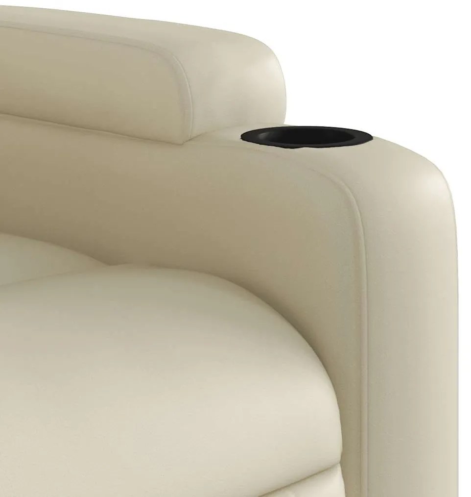 Poltrona de massagens reclinável couro artificial cor creme