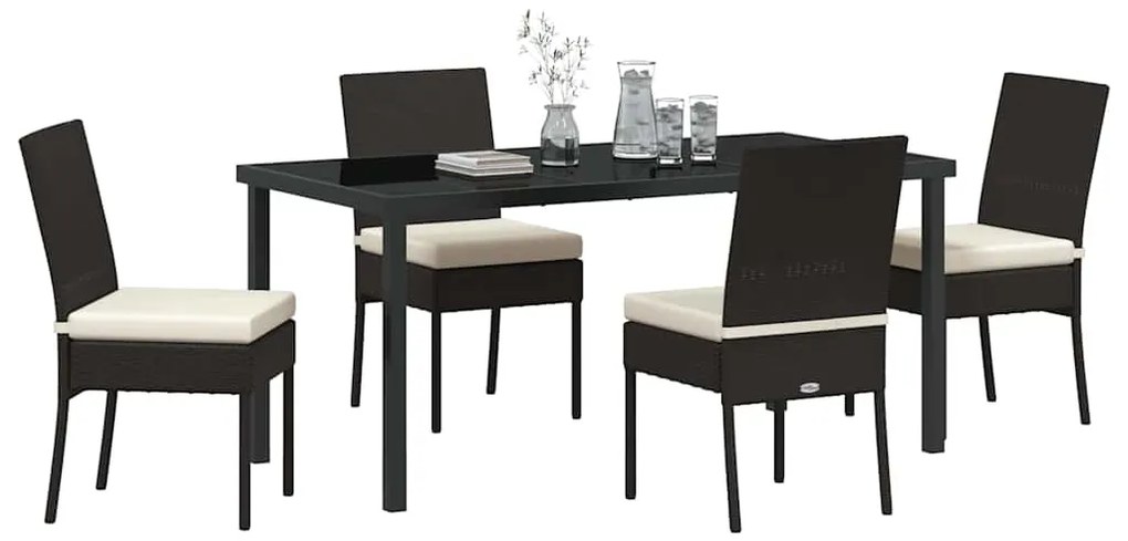 Conjunto de Jantar para Jardim com 5 Peças em Rattan Sintético Preto.