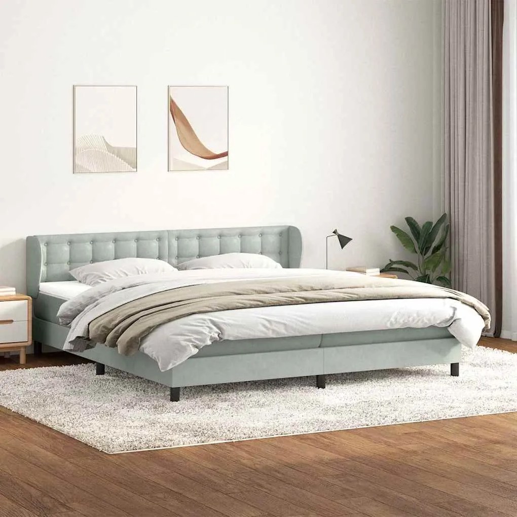 vidaXL Cama com molas/colchões 180x210 cm veludo cinzento-claro