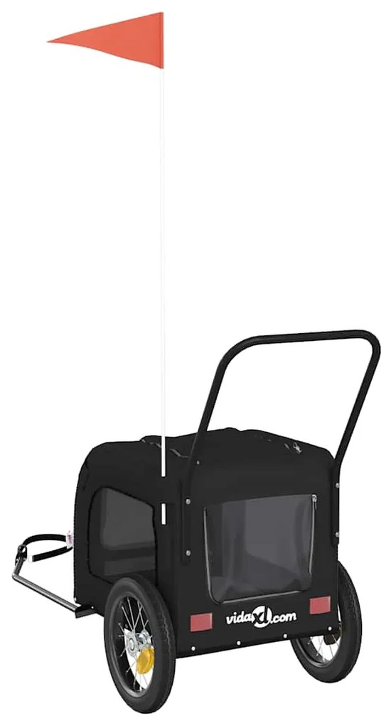 Reboque para Bicicleta para Pets - Tecido Oxford Preto e Ferro