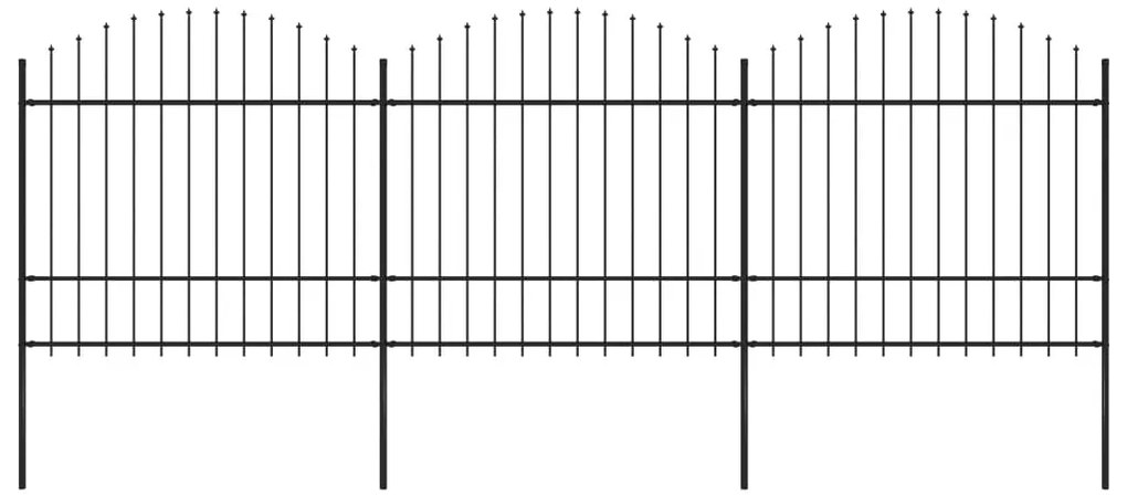 Cerca de jardim com topo em lanças (1,5-1,75)x5,1 m aço preto