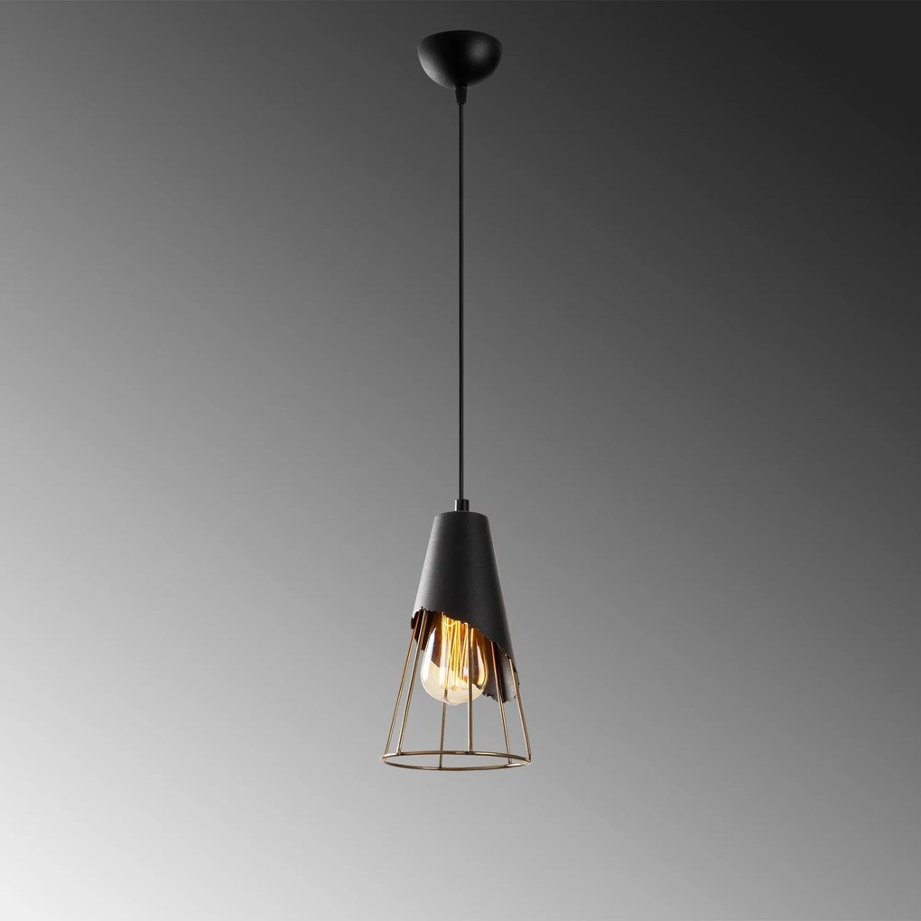 Candeeiro de Teto Sivani Tel – Preto – 17 cm diâmetro, 124 cm altura