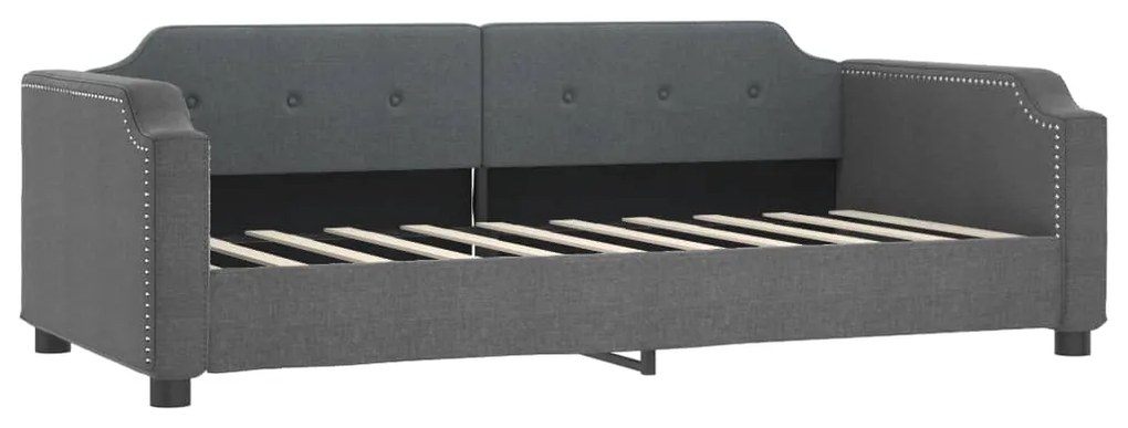 Sofá-cama com gavetão 90x190 cm tecido cinzento-escuro