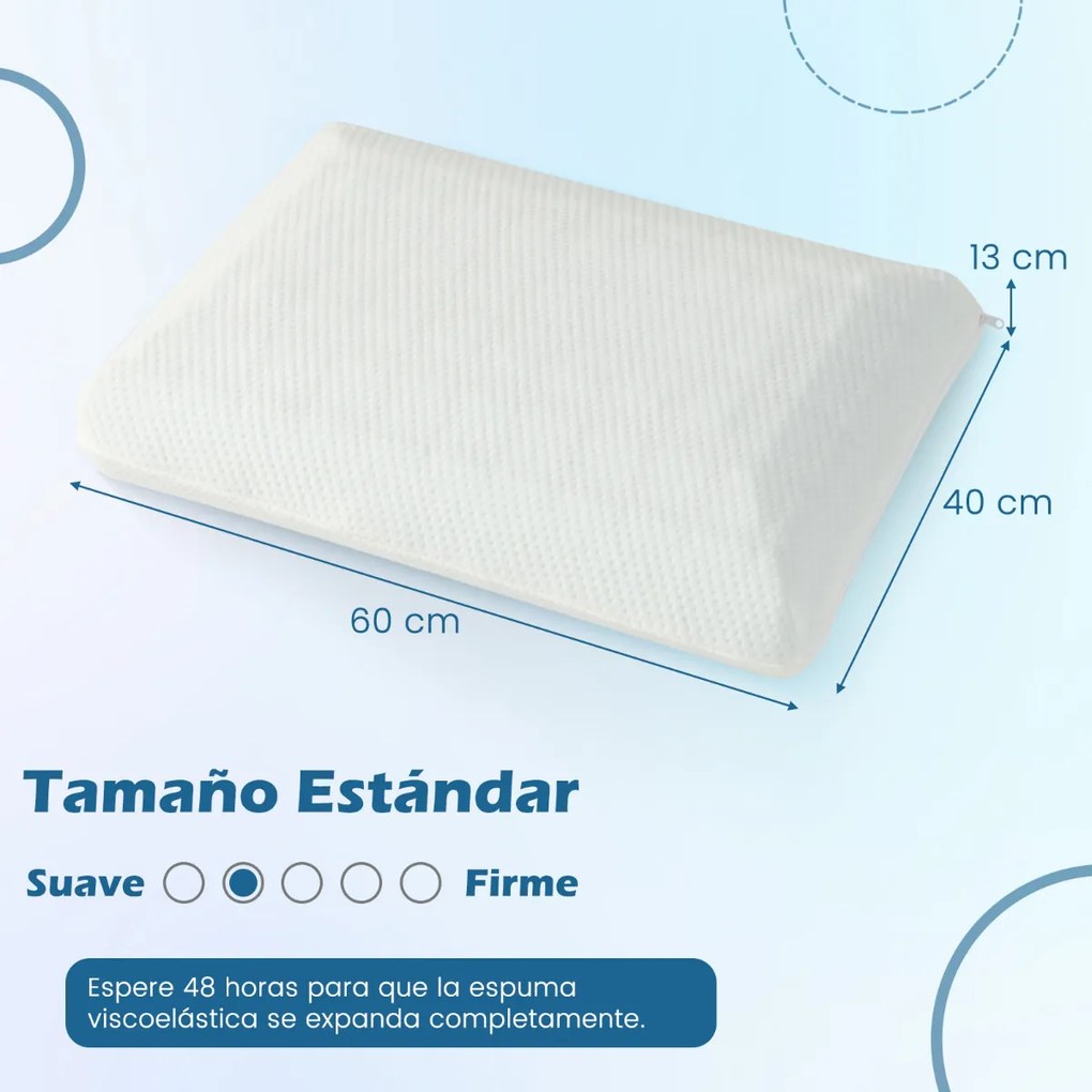 Conjunto de 2 almofadas de espuma de gel viscoelástico com corte 3D Airflow Cooling com capa amovível e lavável Branco