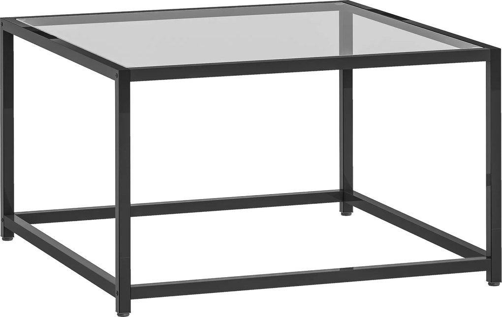 HOMCOM Mesa lateral quadrada, mesa de cabeceira com tampo de vidro temperado, mesa de centro com pés de aço 68 x 68 x 39 cm Preto | Aosom Portugal
