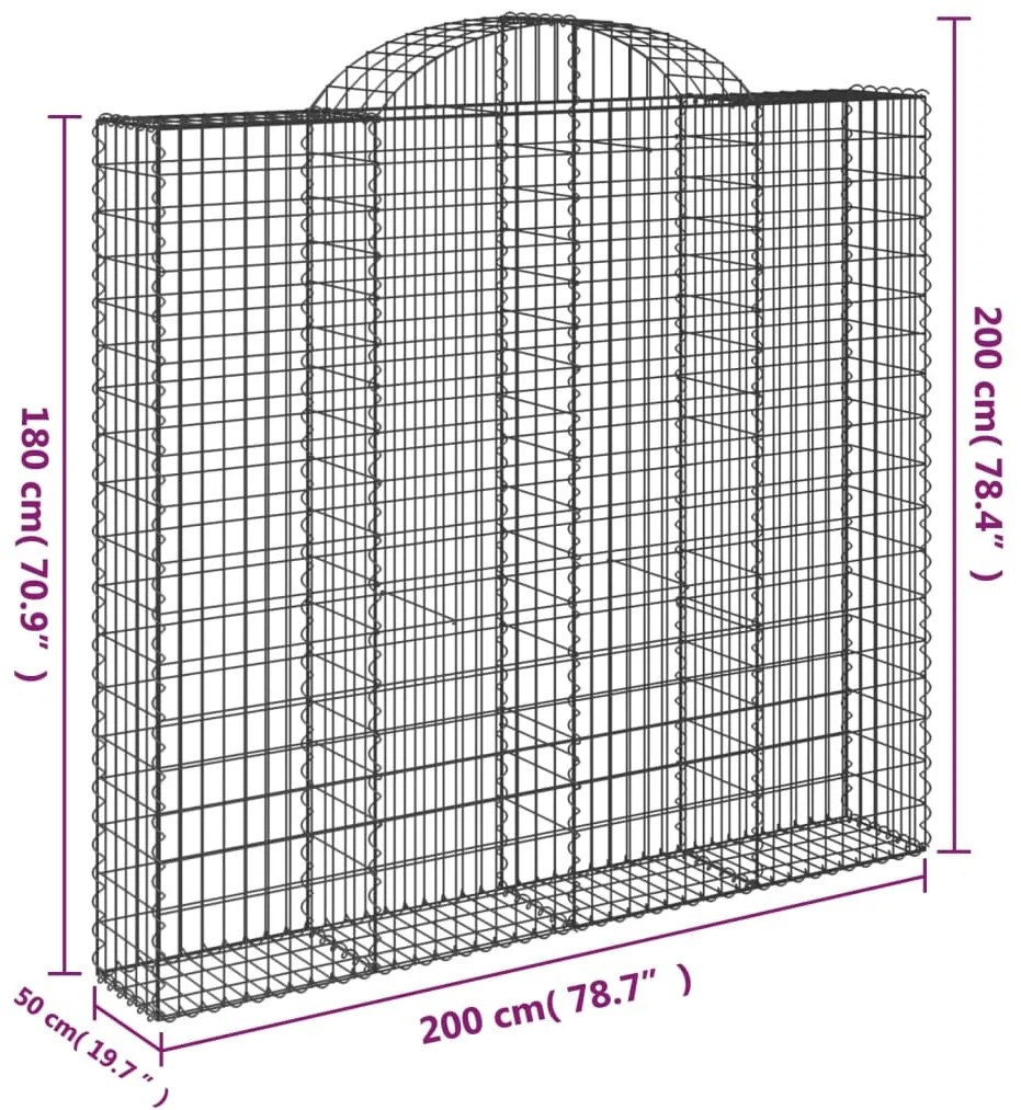 Cestos gabião arqueados 2pcs 200x50x180/200cm ferro galvanizado