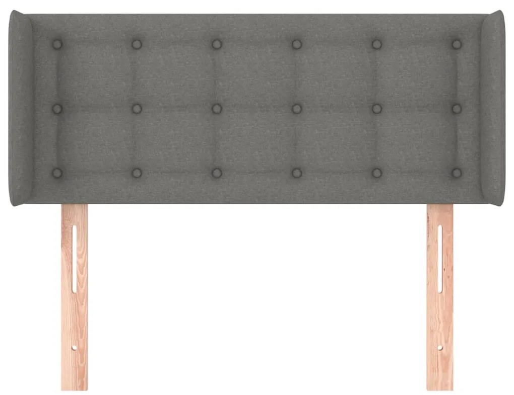 Cabeceira de cama c/ abas tecido 83x16x78/88 cm cinzento-escuro