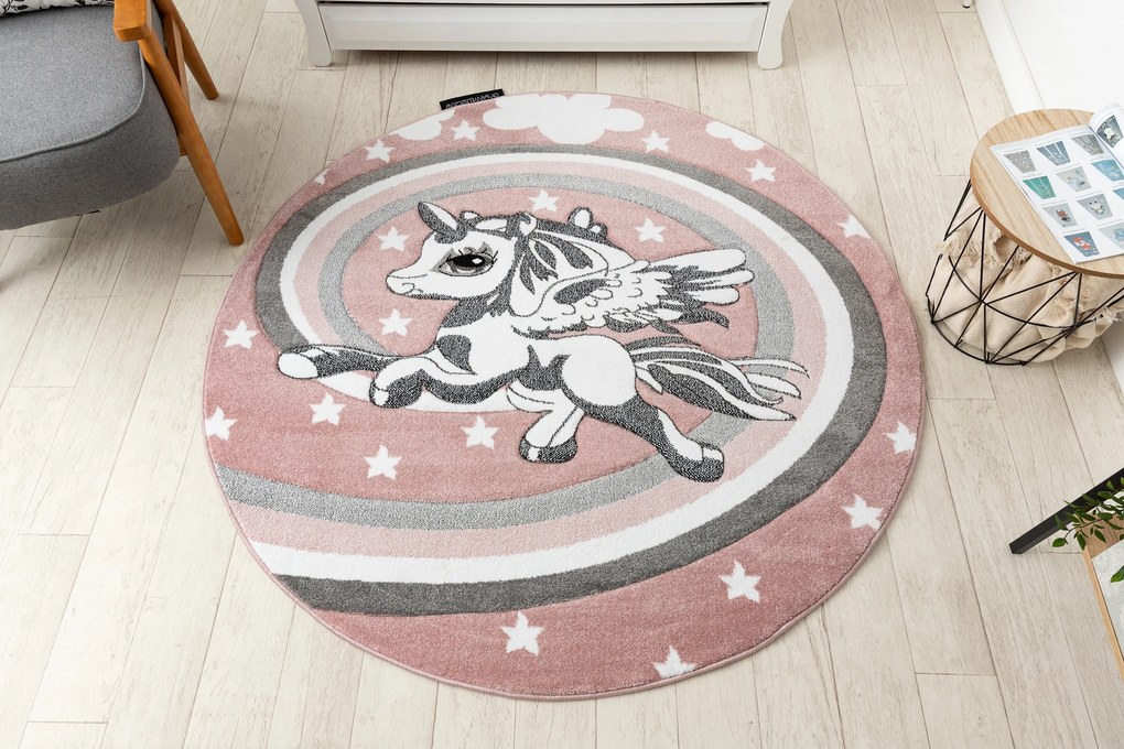 Tapete PETIT PONY PÓNEI CAVALINHO redondo cor de rosa