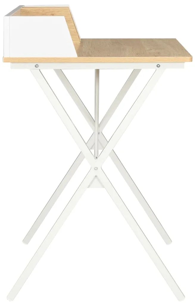 Secretária 80x50x84 cm branco e natural