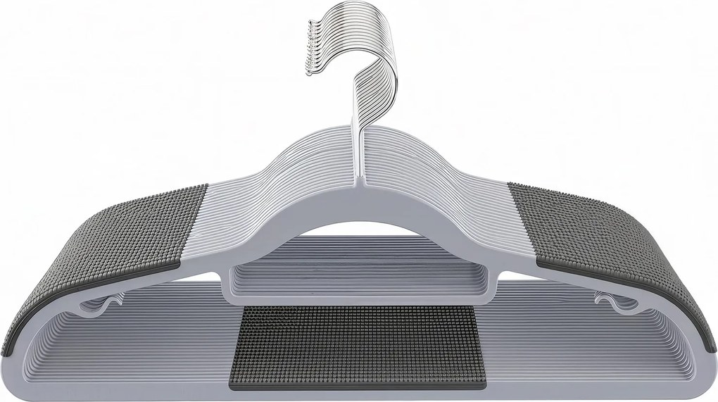 Conjunto de 30 cabides Prateado + Cinza claro + Cinza escuro