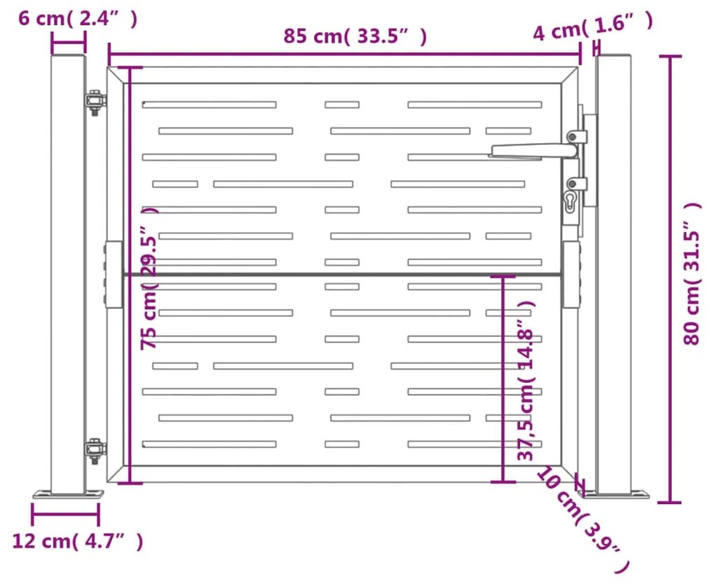 Portão de jardim 105x80 cm aço design quadrados antracite