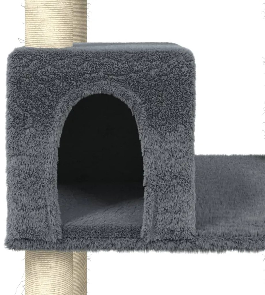 Árvore p/ gatos c/ postes arranhadores sisal 141cm cinza-escuro