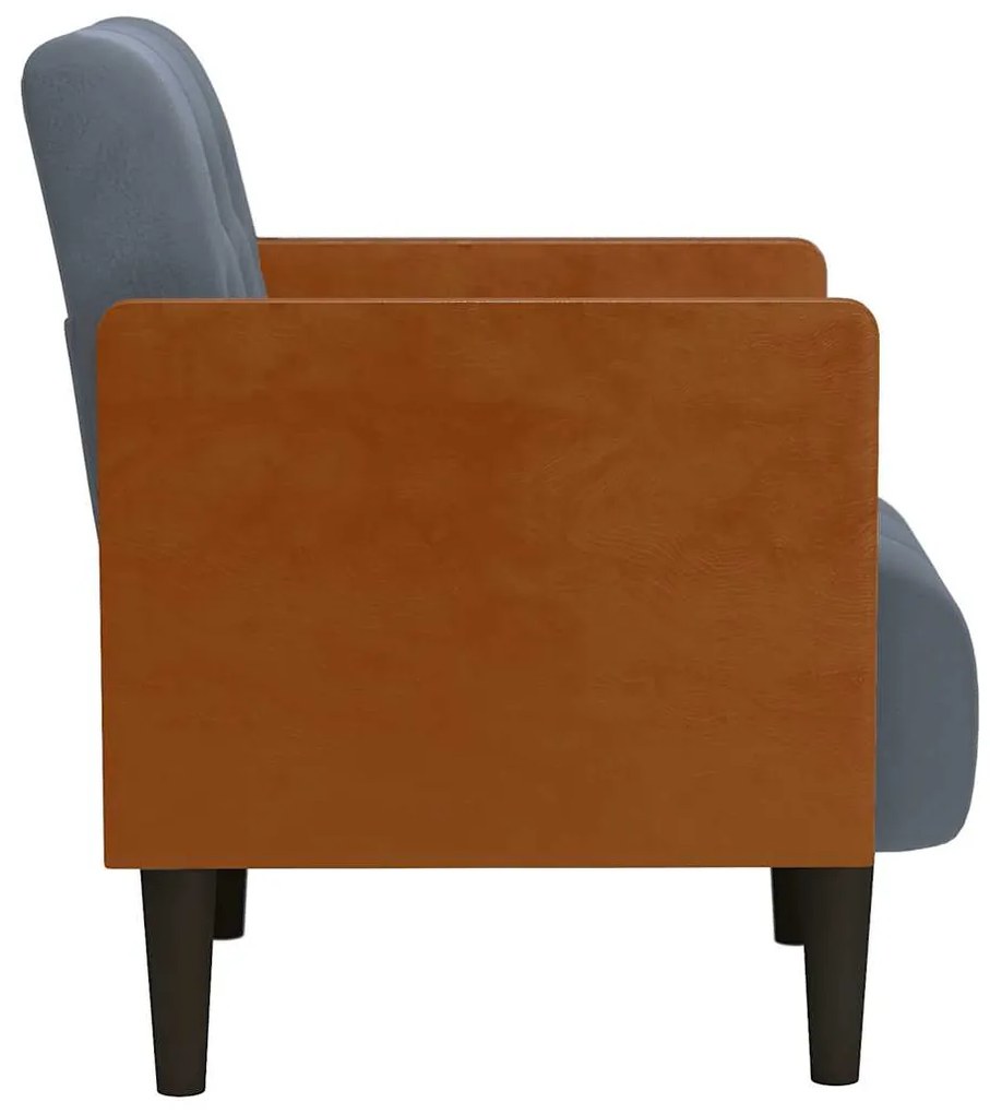 Poltrona com apoio de braços 55 cm veludo cinzento-escuro