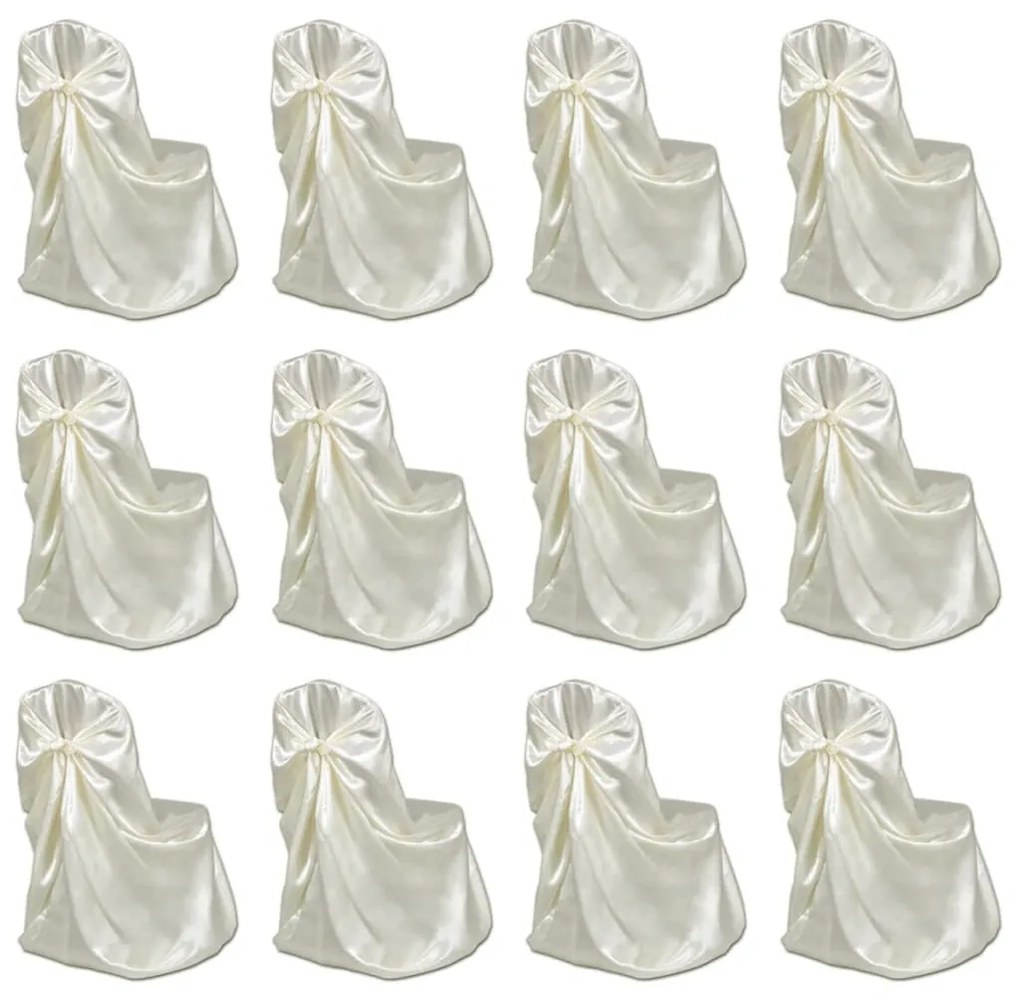 vidaXL Capa de cadeira para banquetes de casamento 12 pcs creme