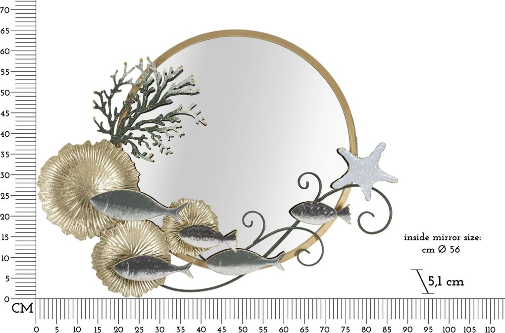 ESPELHO DE PAREDE PEIXE 88,9X7,6X65,4 CM MULTICOLORIDO