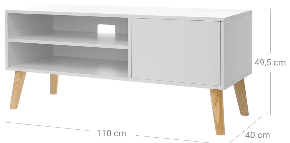 Móvel TV Estilo Escandinavo 110 x 40 x 49,5 cm branco