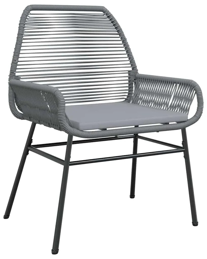 Conjunto de Jantar de Jardim 3 Peças com Almofadas Cinzas em Rattan Si