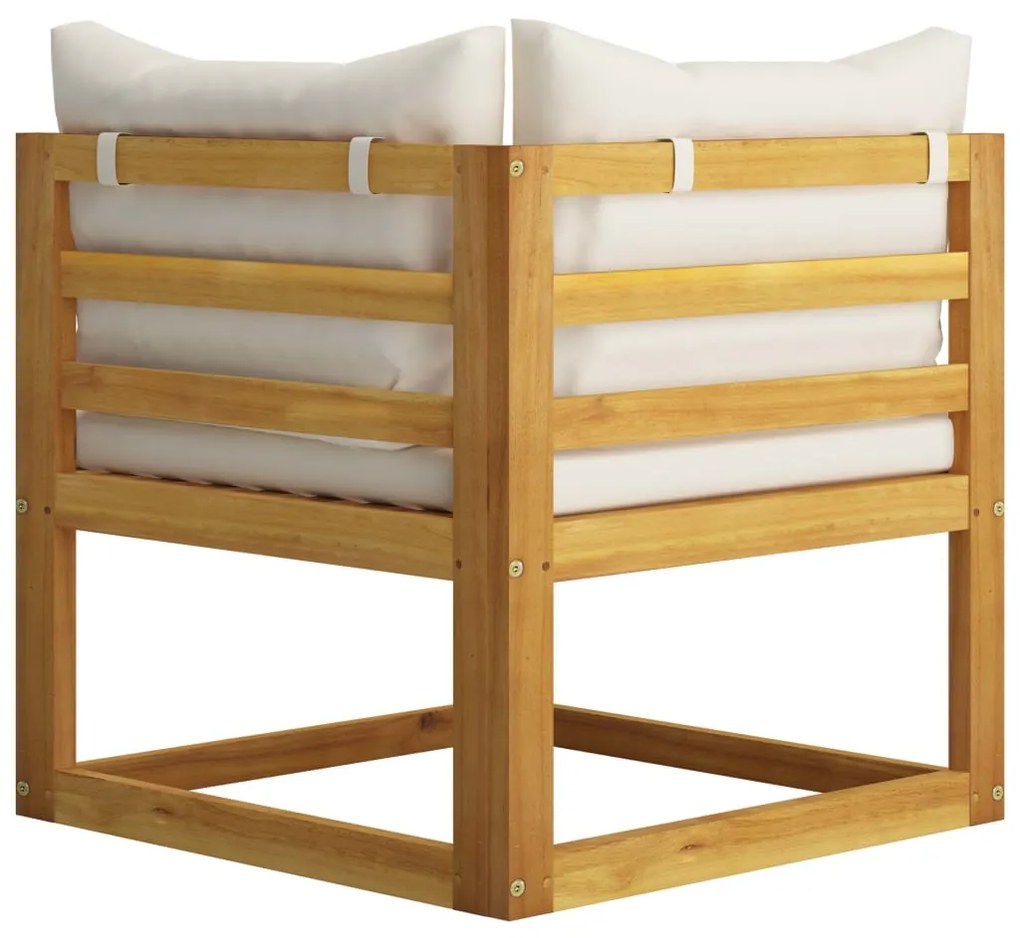 6 pcs conjunto lounge jardim c/ almofadões acácia maciça creme