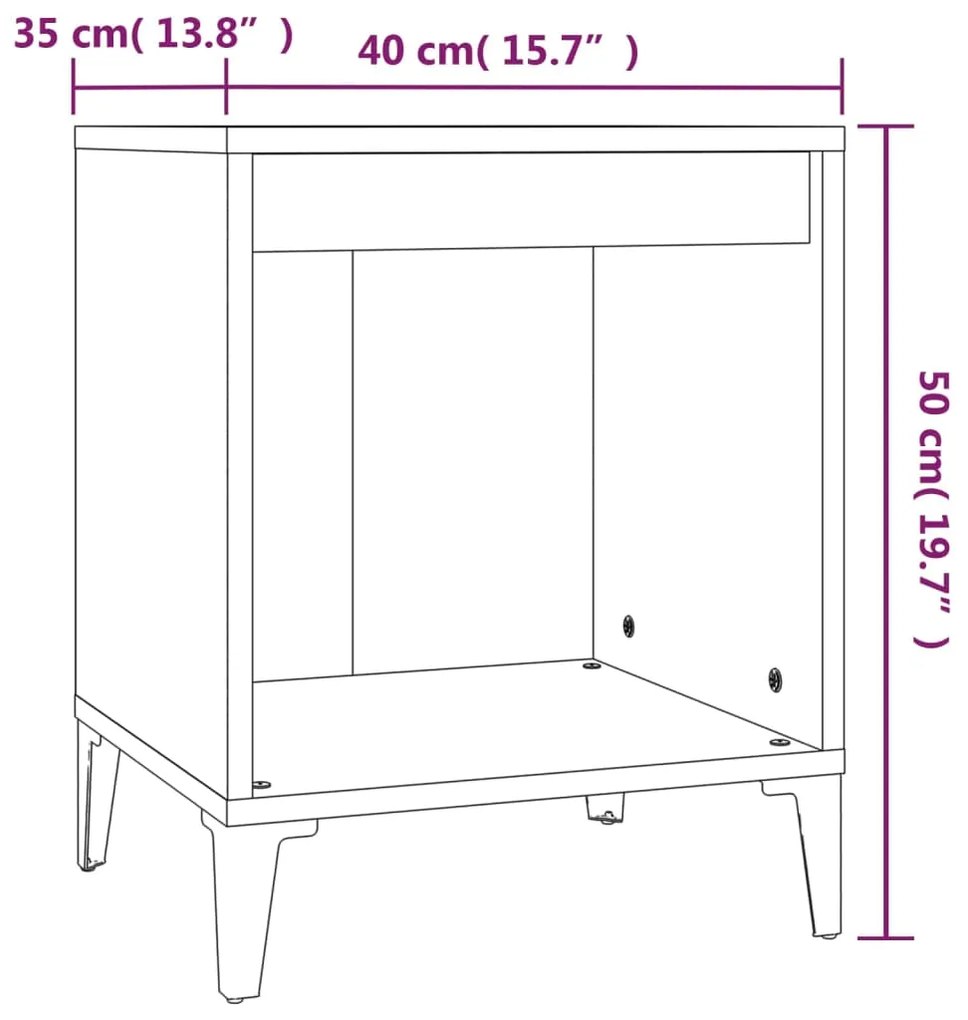 Mesa de cabeceira 40x35x50 cm cinzento sonoma