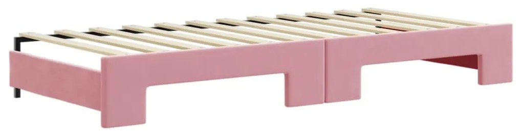 Sofá-cama com gavetão e gavetas 80x200 cm veludo rosa