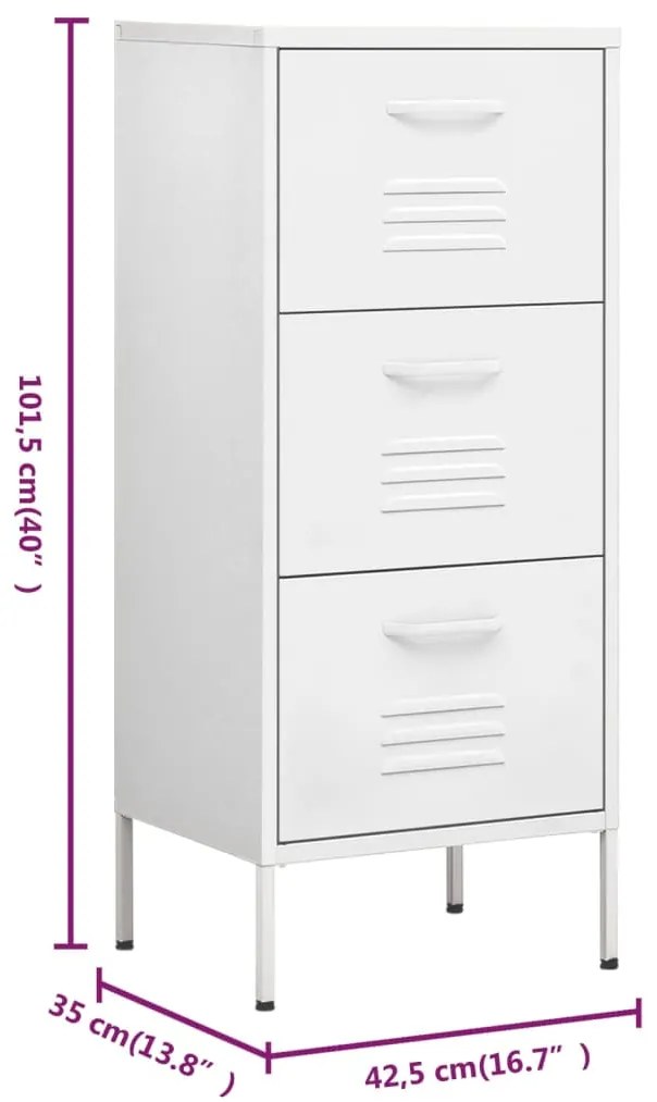 Armário de arrumação aço 42,5x35x101,5 cm branco