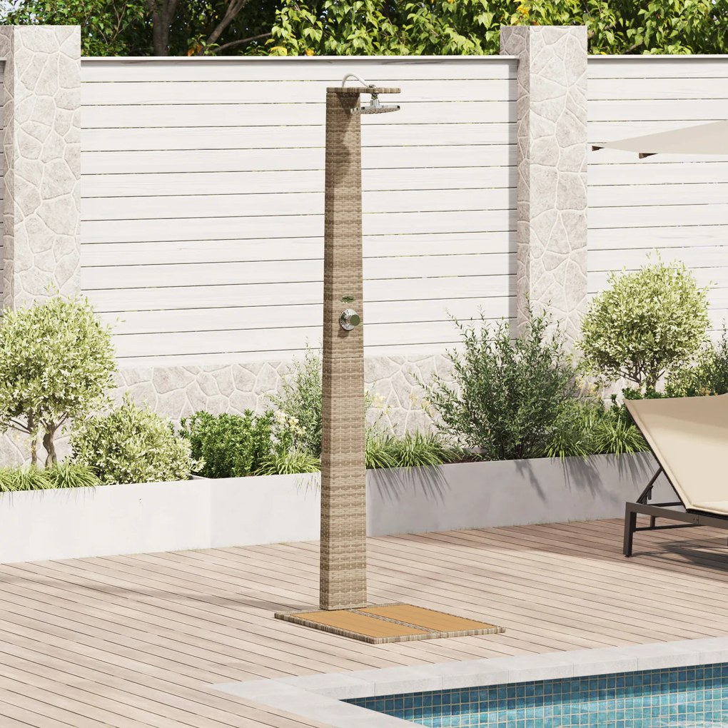 vidaXL Chuveiro de Jardim Bege 60x80x214 cm Polyrattan