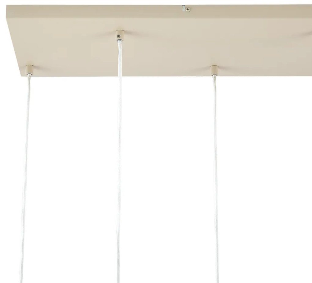 Candeeiro suspenso Art Déco bege com vidro branco 8-luzes - Sandra Art Deco