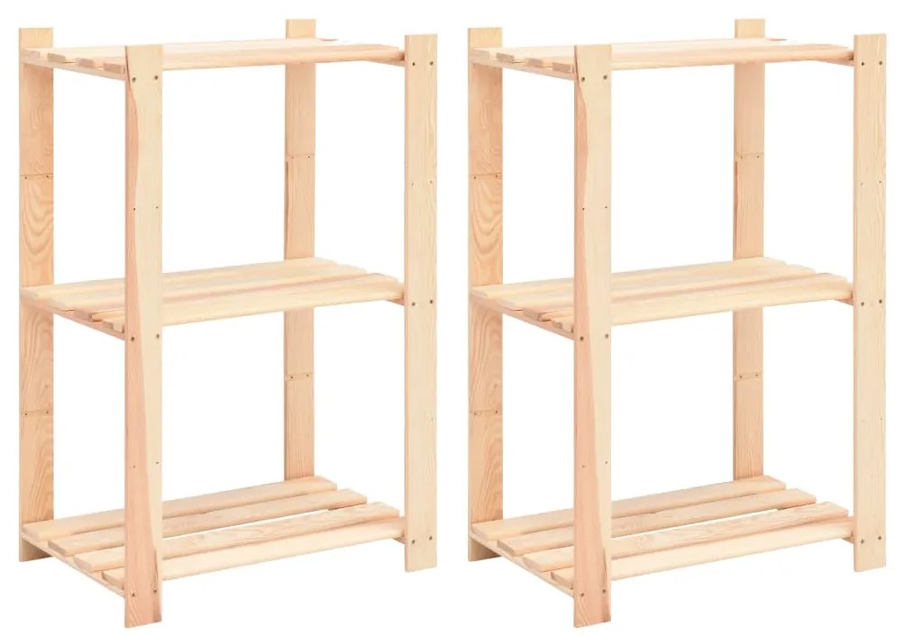 vidaXL 2 unidades arrumação 3 prateleiras 60x38x90cm pinho 150 kg