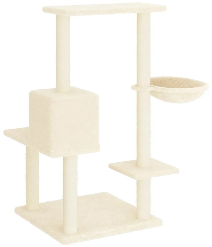 Árvore para gatos c/ postes arranhadores sisal 95 cm cor creme