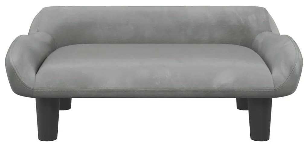 Cama para cães 70x40x24 cm veludo cinzento-claro