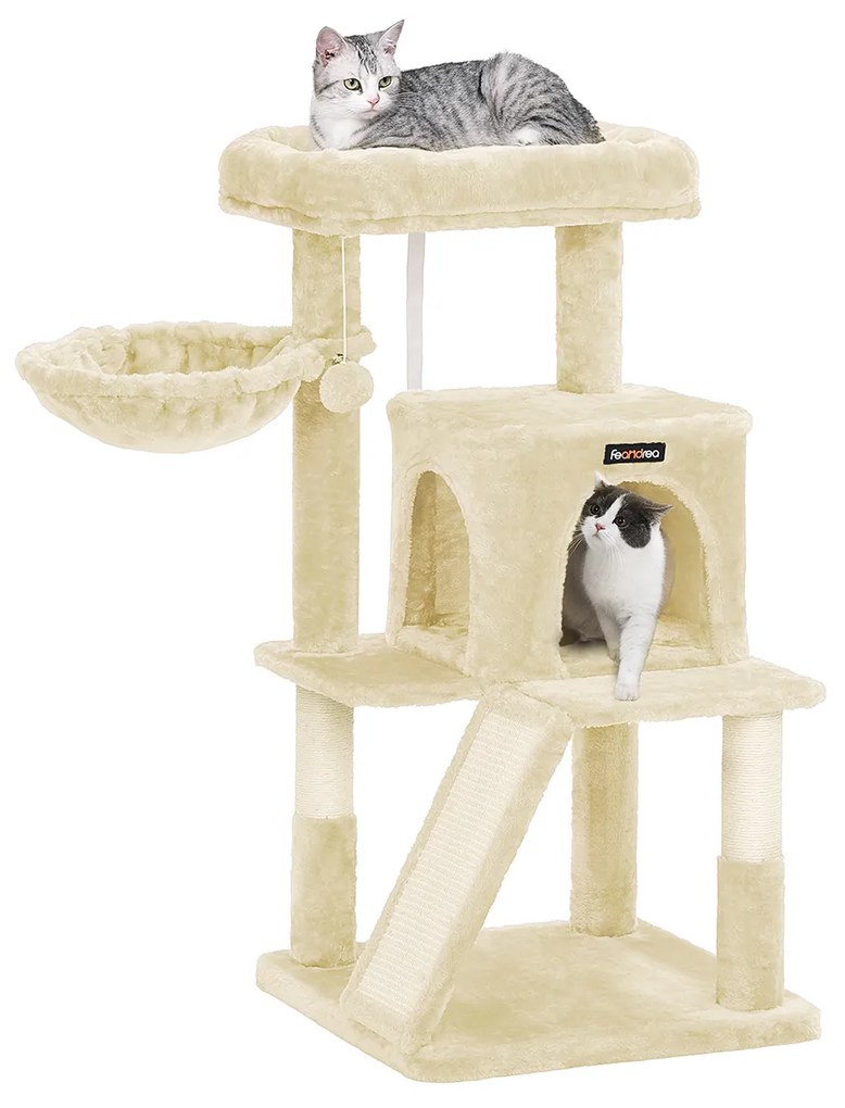 Árvore para gatos FEANDREA, Torre para gatos, Poleiro alargado para gatos grandes, Bege PCT51M