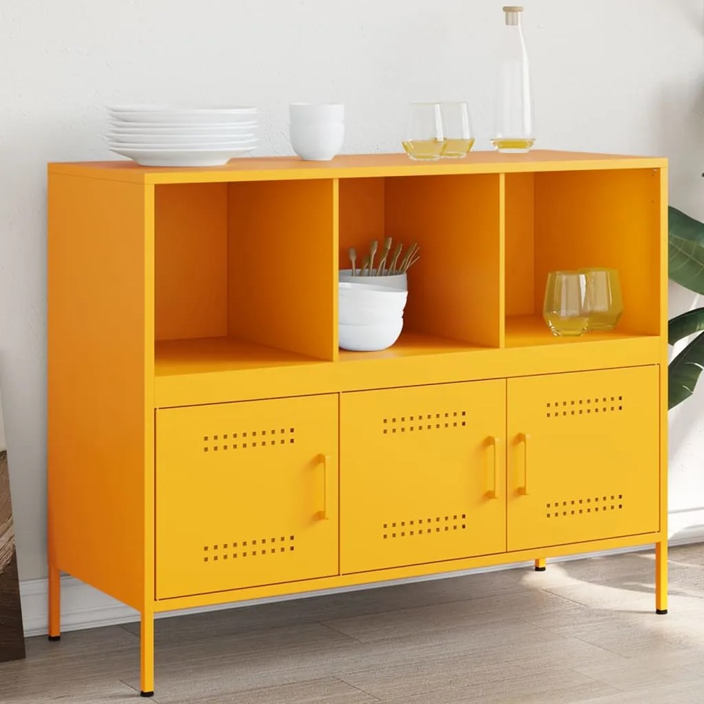 Aparador 100,5x39x79 cm aço amarelo mostarda