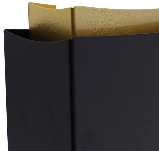 Candeeiro de parede moderno preto com dourado - Plats Moderno