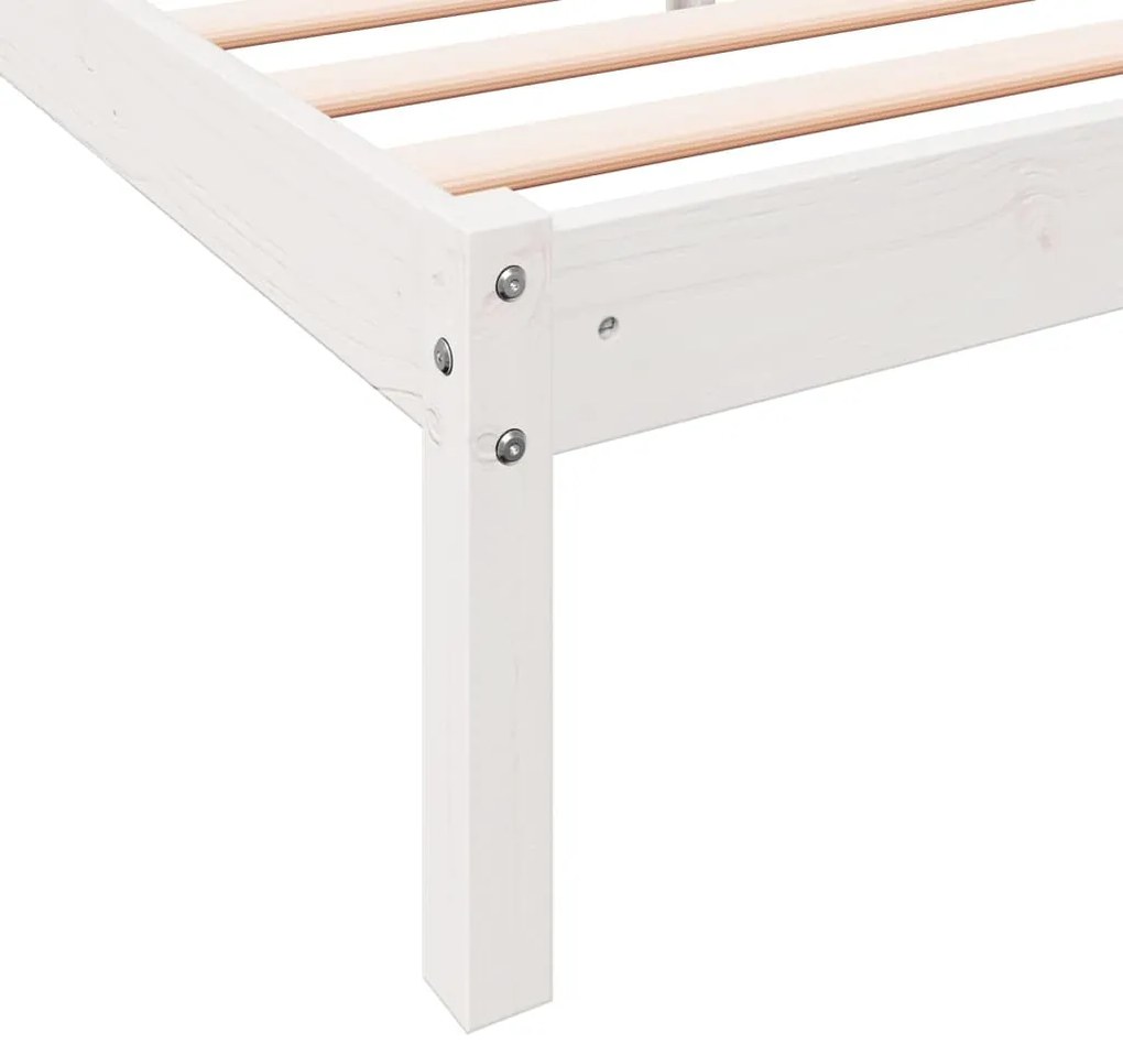 Cama extra longa sem colchão 140x210 cm pinho maciço branco