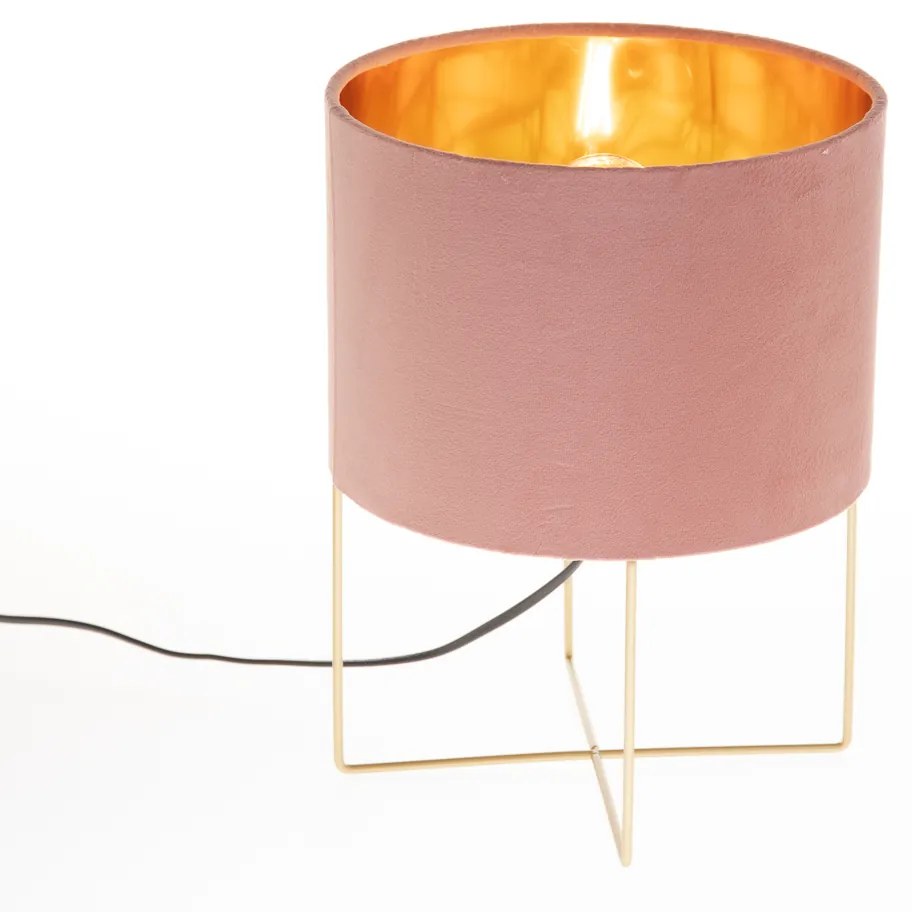 Candeeiro de mesa moderno rosa com dourado - Rosalina Moderno