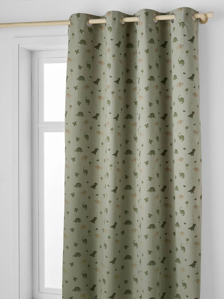Cortinado com ilhós, opaco, fosforescente, MINISAURUS verde-salva