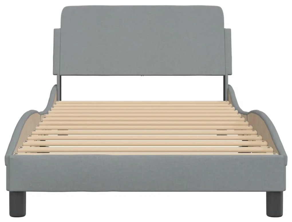 Estrutura de cama sem colchão 100x200 cm tecido cinzento-claro