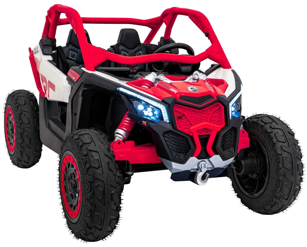 Carro elétrico para Crianças 2 Lugares 24V CAM-AM Buggy Maverick Turbo RR STRONG Motor 320 W, Rodas AR bombeado, assento couro ecológico Vermelho