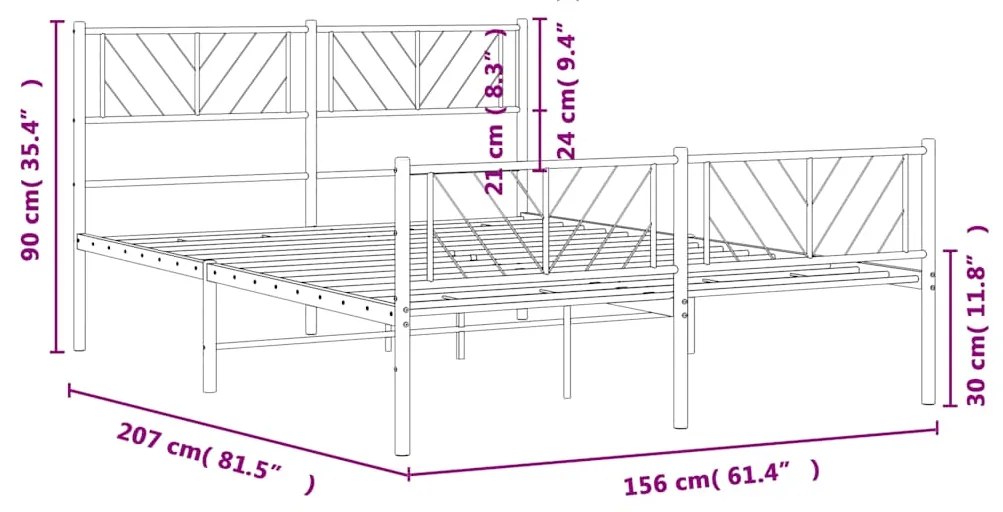 Estrutura de cama com cabeceira e pés 150x200 cm metal branco